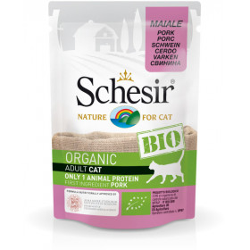 Пауч Schesir Bio Pork - БИО храна за пораснали котки със 70% прясно свинско месо, 85 гр.